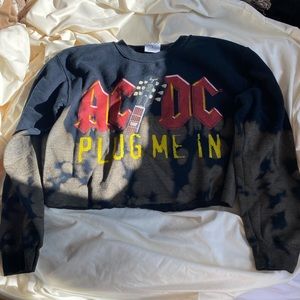 Black AC/DC Cropped Sweater